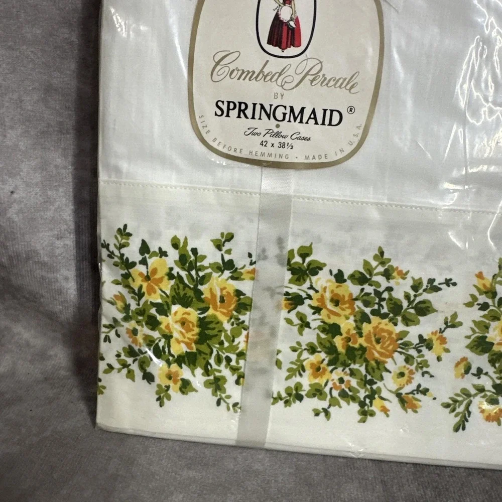 Vintage Spring maid Standard Pillowcases Yellow Roses Floral